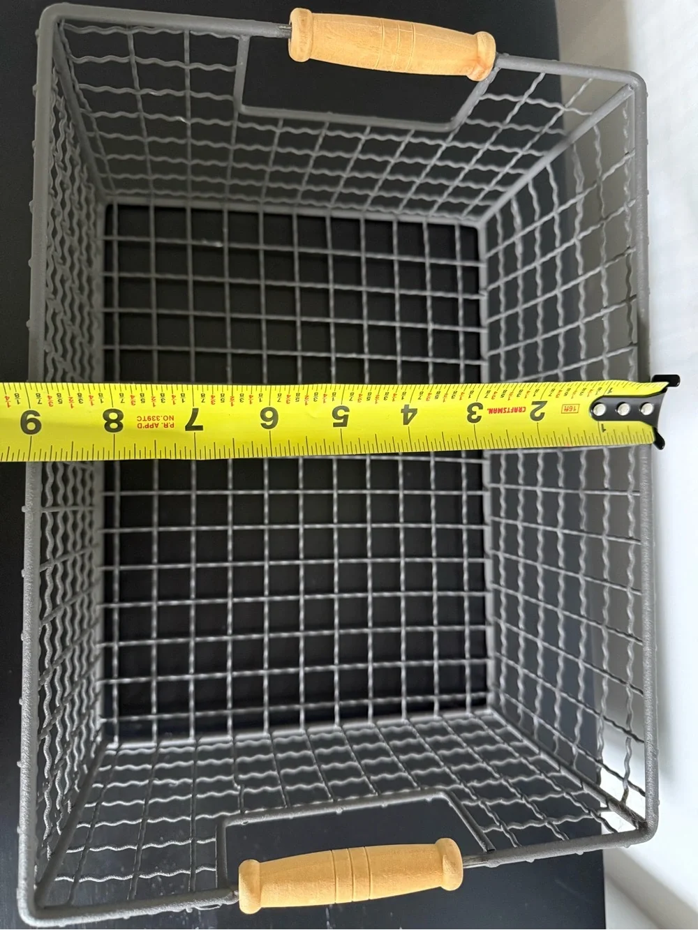 Wood-Handled Gray Wire Storage Basket - Home Accents